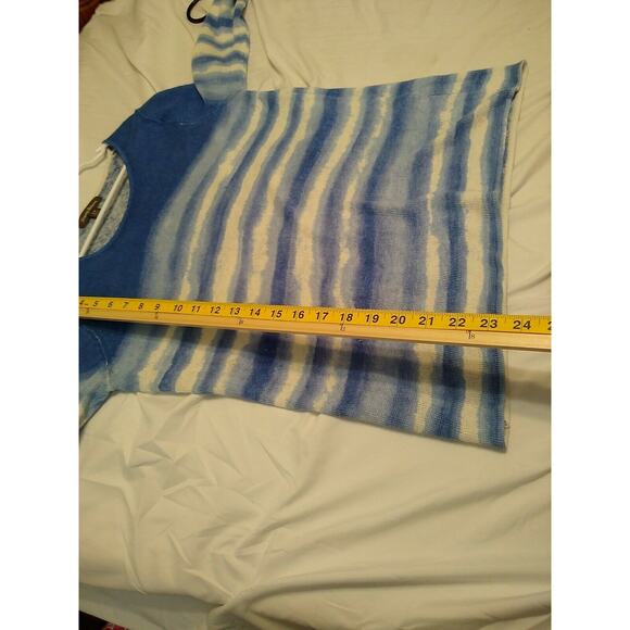 TOMMY BAHAMA Shibori Striped Print 100% Linen Sweater Top Size SP - Picture 8 of 11